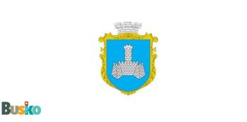 Zdjęcie przedstawia herb miasta Chmielnik na Ukrainie