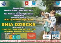 Plakat promujący zawody wędkarskie z okazji dnia dziecka