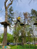 Park linowy Małpi Gaj w Busku-Zdroju - na zdjęciu jedna z przeszkód