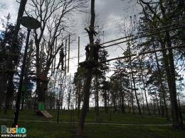 Park linowy Małpi Gaj w Busku-Zdroju - na zdjęciu jedna z przeszkód