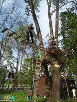 Park linowy Małpi Gaj w Busku-Zdroju - na zdjęciu jedna z przeszkód