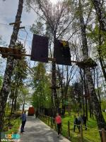 Park linowy Małpi Gaj w Busku-Zdroju - na zdjęciu jedna z przeszkód