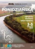 Plakat promujący rajd turystyczny po Ponidziu - przedstawia zakole rzeki