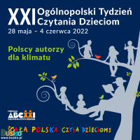 plakat promujący tydzień czytania - stylizowana grafika z drzewem