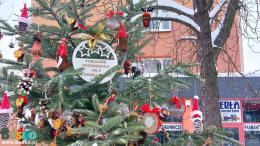 Udekorowana świąteczna choinka na placu Zwycięstwa