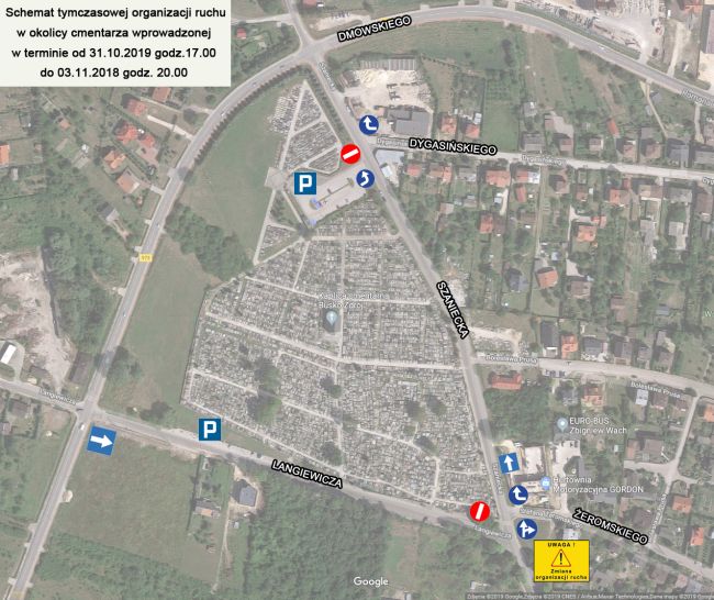 Uwaga! Tymczasowa zmiana organizacji ruchu w okolicy cmentarza w Busku-Zdroju
