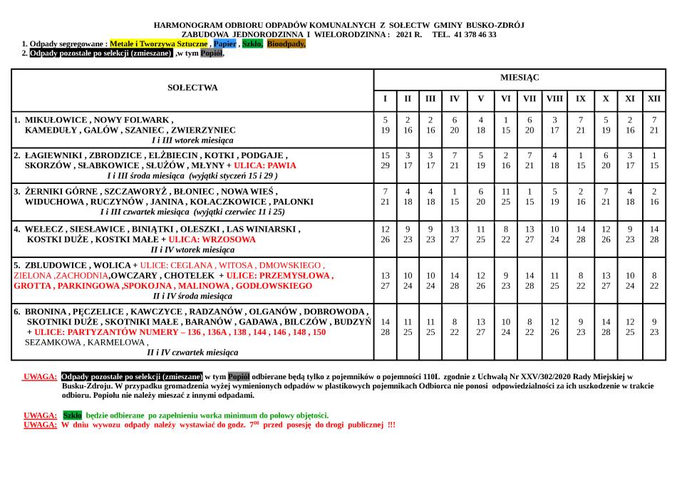 armonogram 2021 sołectwa 2021 strona 1